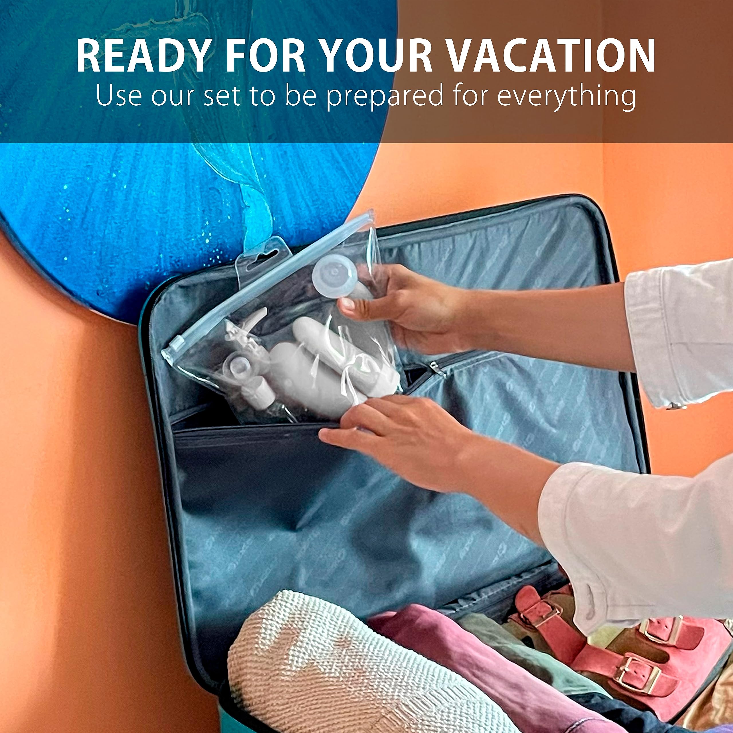 MyGadget Set Viaggio [14 pezzi] - Kit Flaconi & Contenitori per crema - Bottiglie e Boccette per Liquidi e Cosmetici per Viaggiare in Aereo - Donna e Uomo