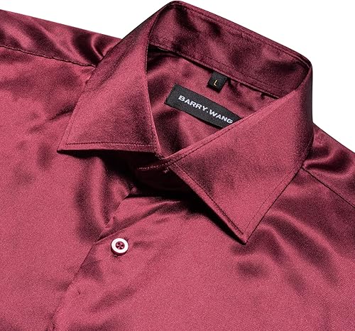 Miniatura 5 de Barry.Wang Camisas de vestir elásticas para hombre, de manga larga, con botones, formales, informales, negocios, bailes, fiestas, bodas