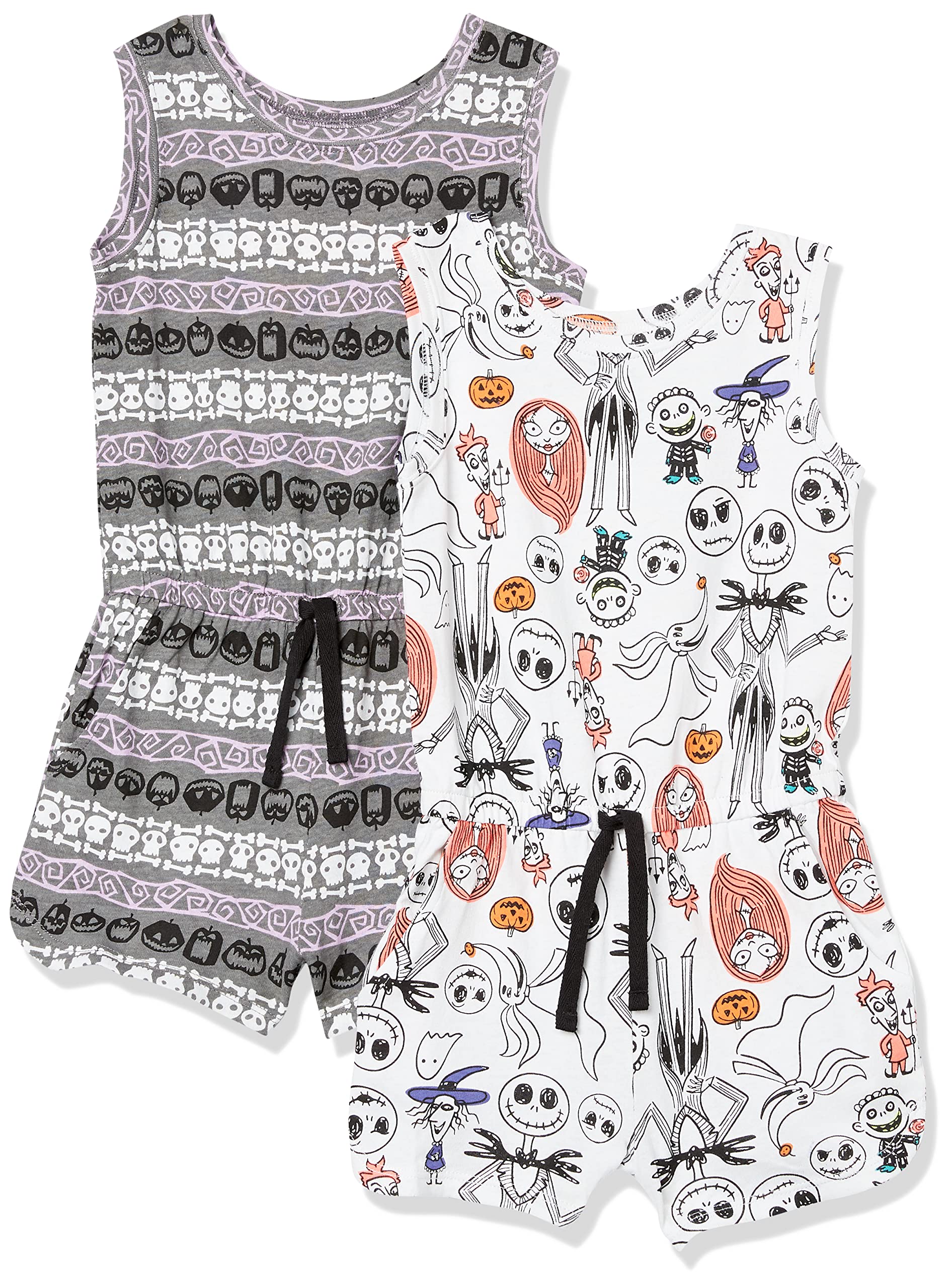 Photo 1 of ***STOCK IMAGE FOR REFERENCE***
*** outer space, and neon green**Amazon Essentials Girls' Knit Sleeveless Rompers, Pack of 2, Grey White Doodles, Medium