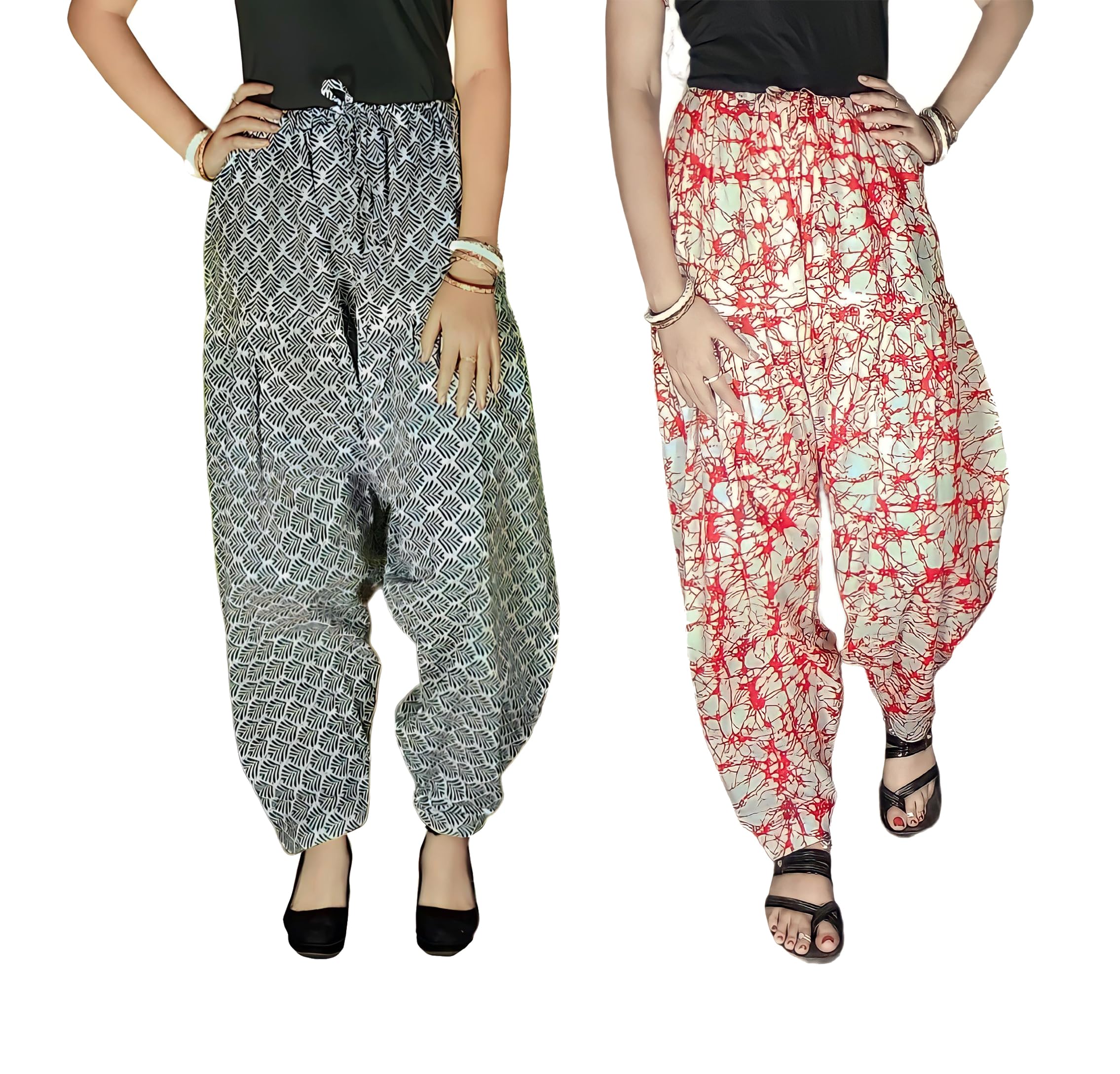 Cotton Printed Patiala for Women Free Size (Pack of 2) Multicolour-image-18