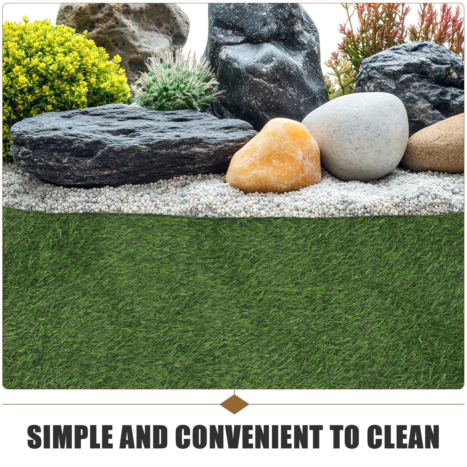 GANAZONO Césped Artificial Ovalado Verde de Plástico para Decoración
