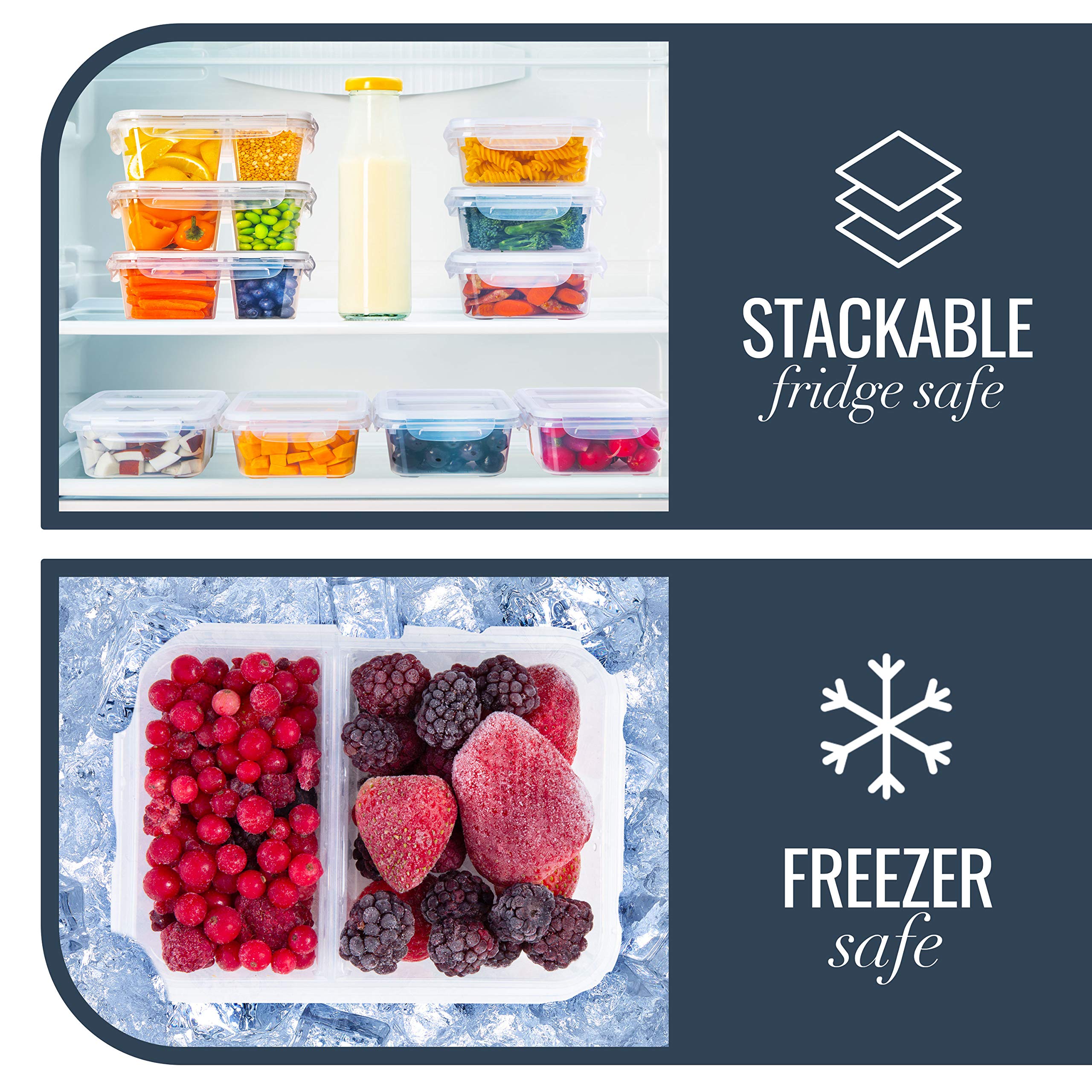 Fullstar Food Storage Containers with Lids Divided Lunch Containers