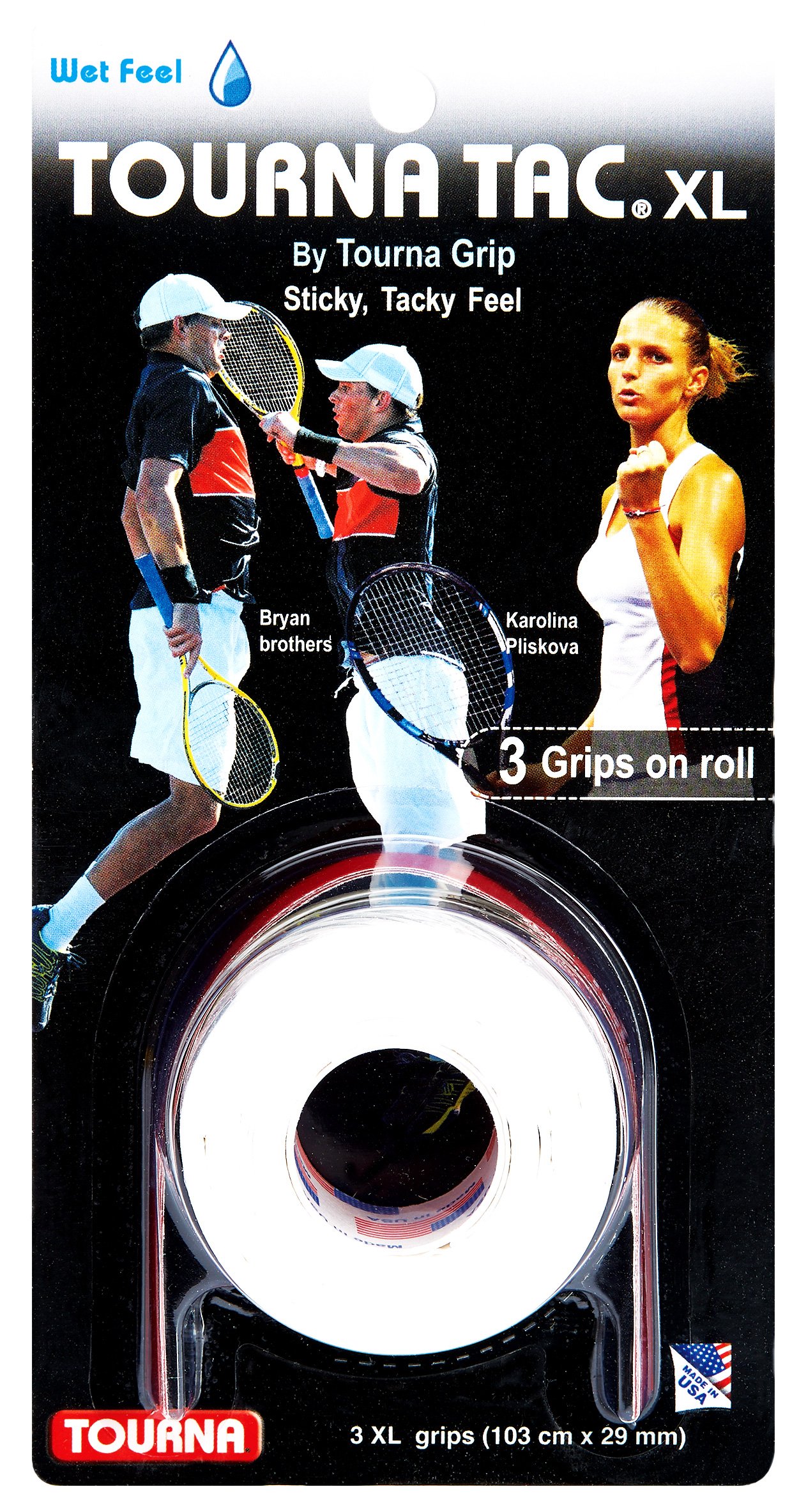 Unique SportsTourna Tac, Tacky Feel Tennis Grip, White (3/Roll Pack)