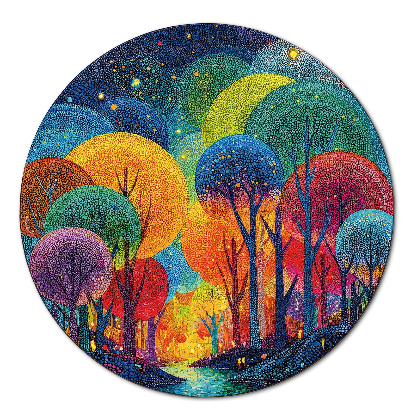 Blumuze Jigsaw Puzzle for Adults 1000 Piece,Round Jigsaws 1000 pieces for Adults for Decoration 67.5 x 67.5cm,1000 piece Puzzle Gifts for Friend Family (Polka Dot Tree)