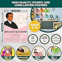 Vista 5 de Decorably 12 pósteres de matemáticos famosos para aula, 11 x 14 pulgadas, educativo laminado mate para escuela primaria y secundaria, para pasillos