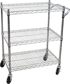 Oceanstar 3-Tier Heavy Duty All-Purpose Utility Cart, Chrome