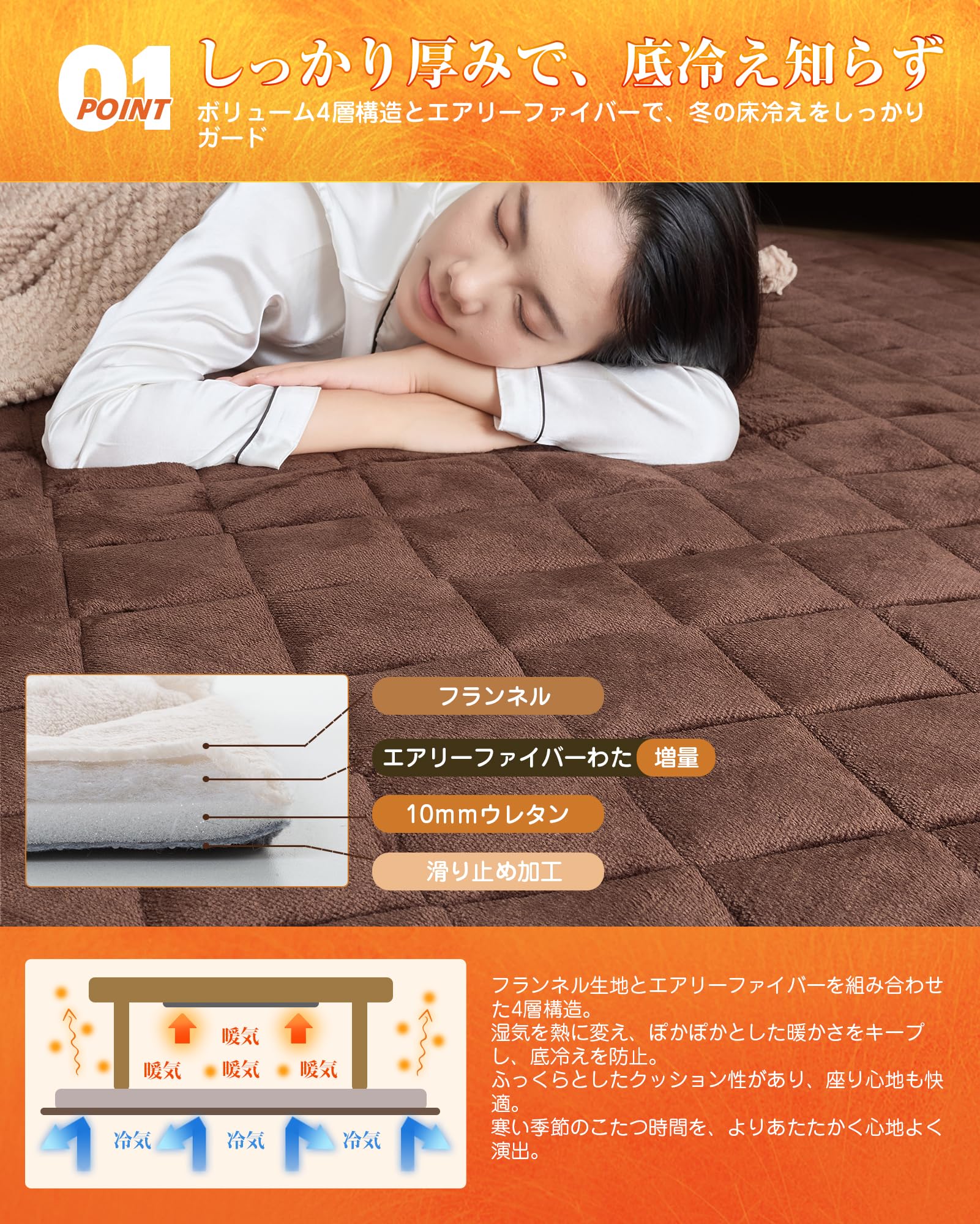 Amazon | VK Living こたつ敷き布団 ラグ 3畳 【SUPER HOT】 両用