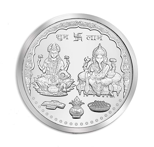 100 Grams Fine Silver 999 Precious Lakshmi Ganesh Coin BIS Hallmarked with Capsule & Box Packing