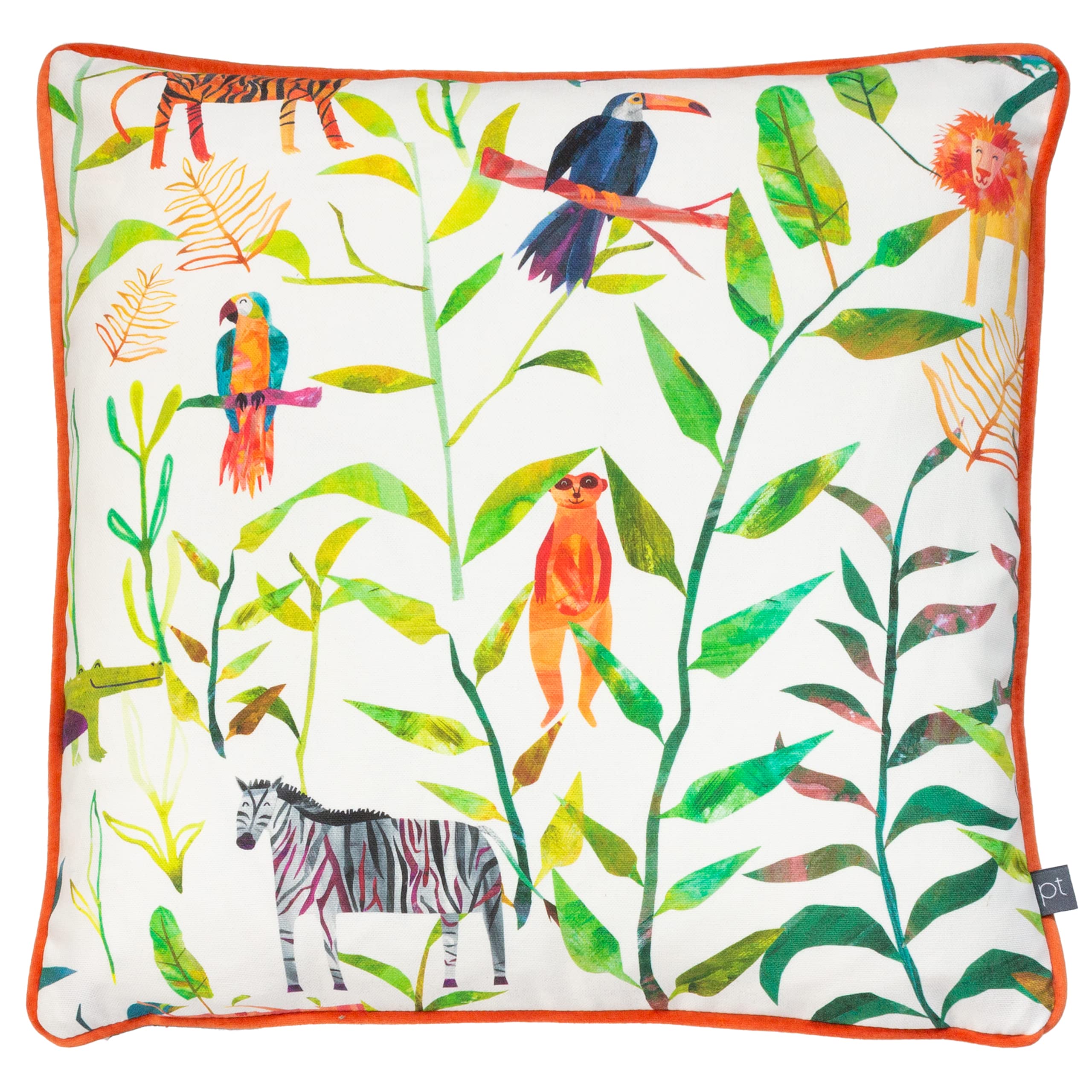 Hide and Seek Exotic Jungle Kids Cushion - Orange - 43cm x 43cm - Velvet