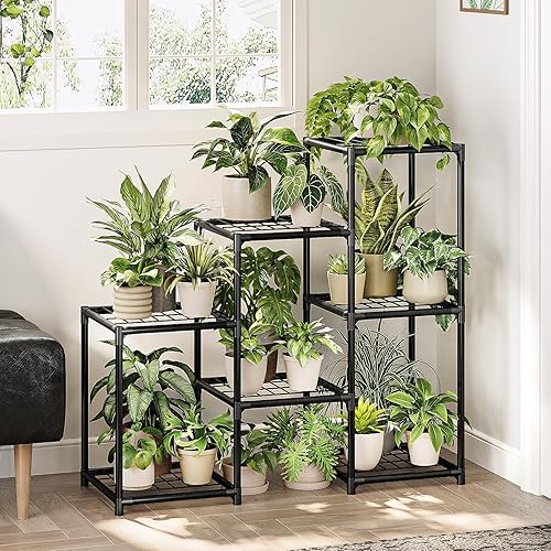 Estante para plantas para interiores y exteriores, soporte de 3 niveles para múltiples plantas, macetas, impermeable, soporte de flores de metal,