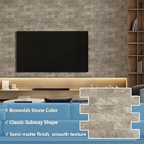 Vista 138 de Paquete de 1 lámina de revestimiento autoadhesivo de 12 x 12 pulgadas, baldosa de pared de PVC para cocina, baño, chimenea, mesa de lavandería o gris