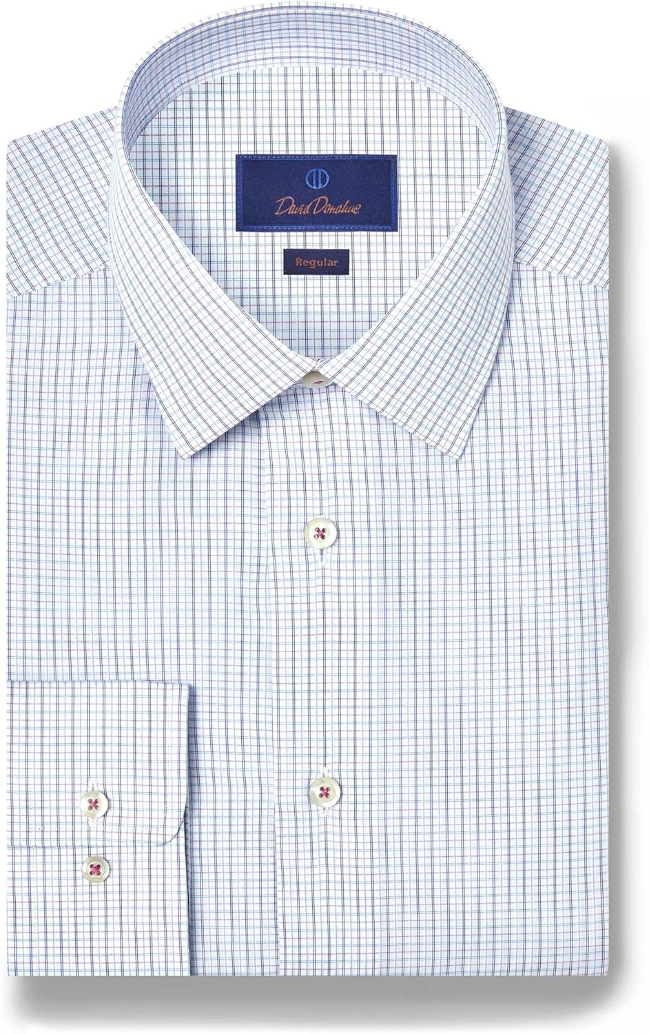 David Donahue Men's Regular Fit Long Sleeve Fashion Dress Shirt