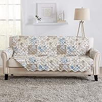 Vista 55 de Great Bay Home - Funda reversible de patchwork para sofá biplaza, protector de muebles lavable con correas elásticas - Funda para sofá para perros