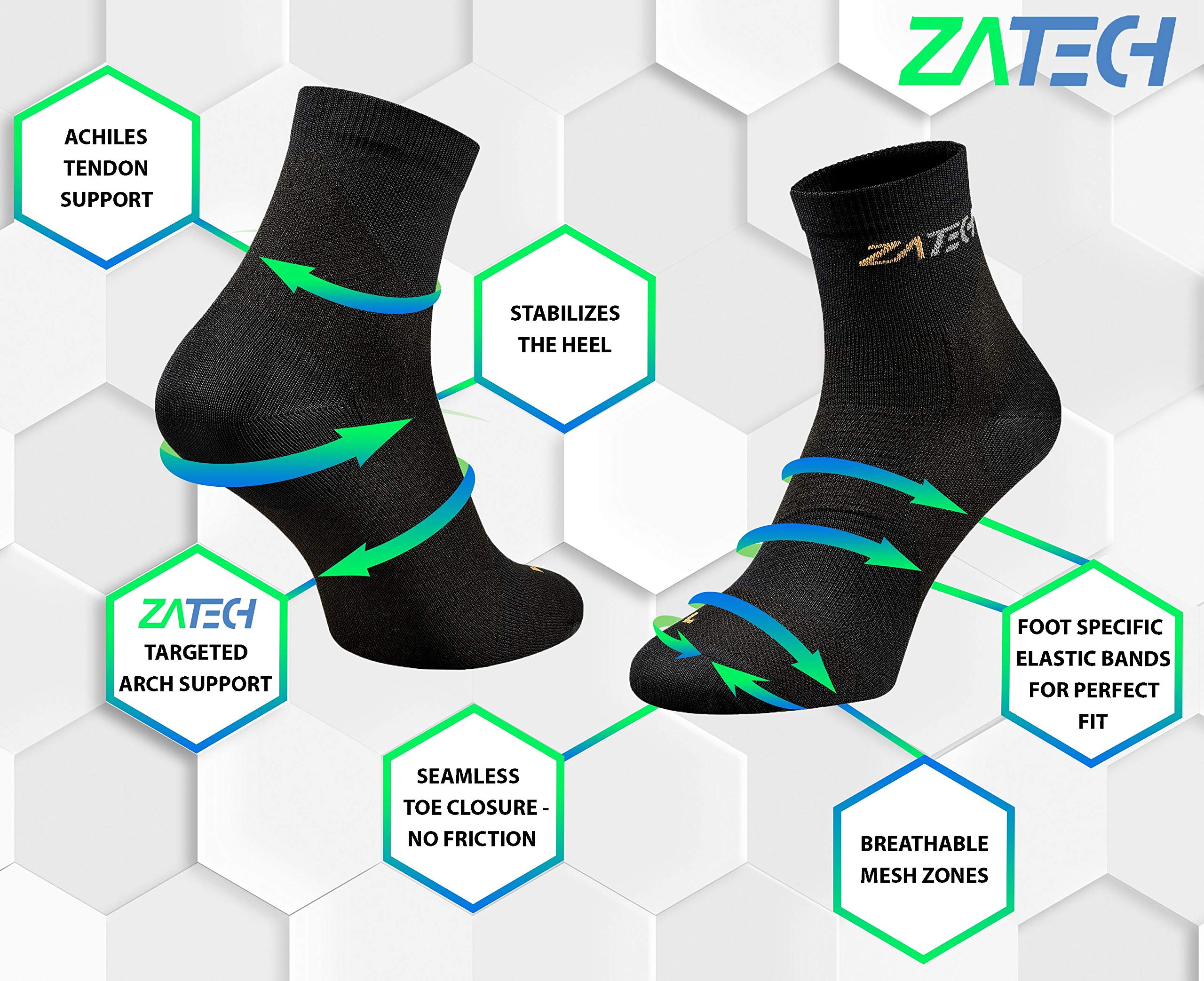 ZaTech Calze a Compressione per Fascite Plantare, Calzini Caviglia Supporto, Tutore Sportiva Elastica Cavigliera Ortopedica