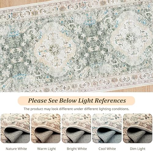 Miniatura 4 de KONYXALU Alfombras de área de 8 x 10 pies para sala de estar, alfombra antideslizante para dormitorio, alfombra vintage lavable a máquina, alfombra