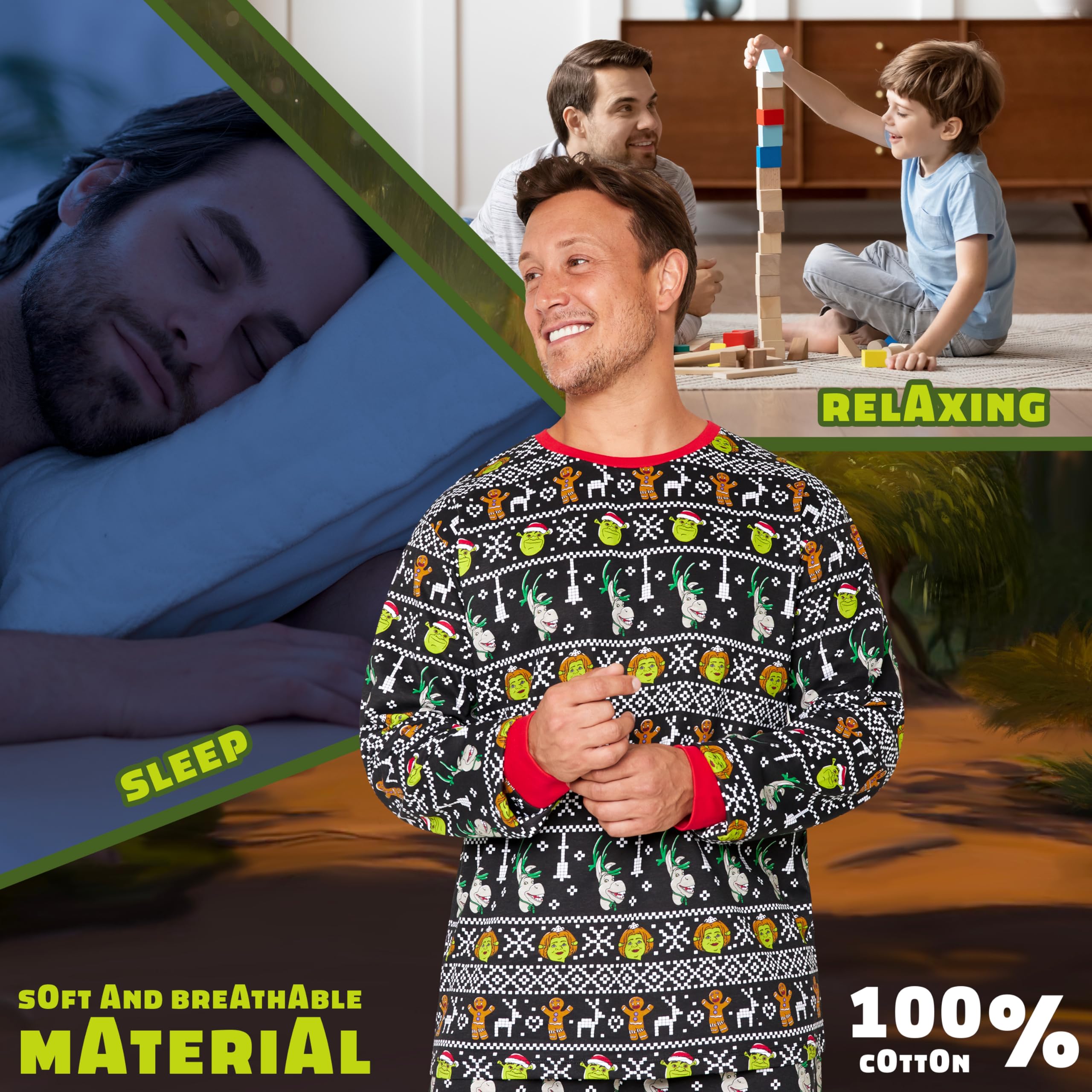 Shrek Christmas Pyjama, Pyjama Assorti Famille de Noël - Cadeaux pour la Famille