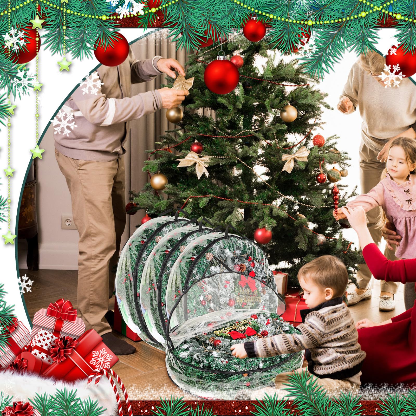 Wreath Box Pcs Christmas Wreath Storage Container Clear