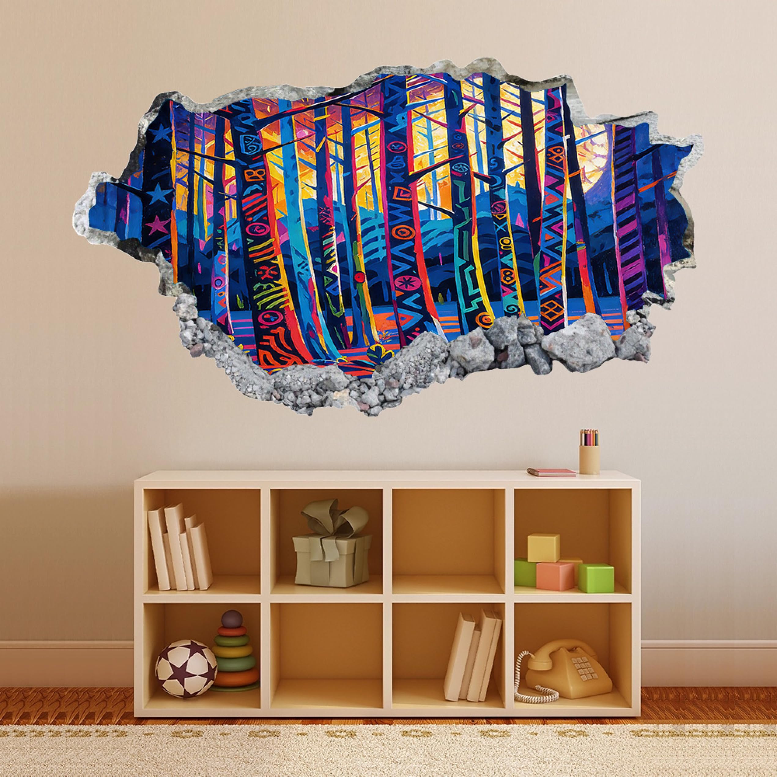 Wandtattoo 3D Wandaufkleber Baumgekritzel Wandsticker Wanddeko Wandbilder für Wohnzimmer Schlafzimmer Badezimmer Flur Küche Möbel Aufkleber 58x101cm