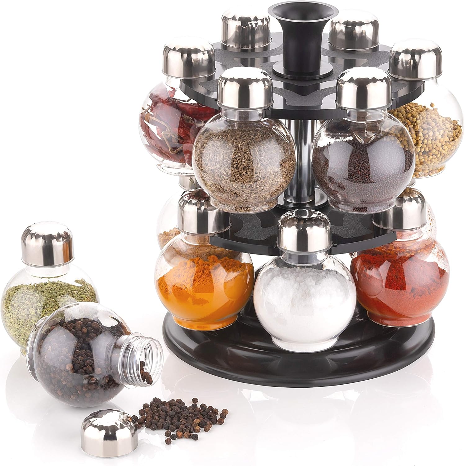 Amazon｜2Mech Revolving Spice Rack, Spice Container, Masala Box, Spice