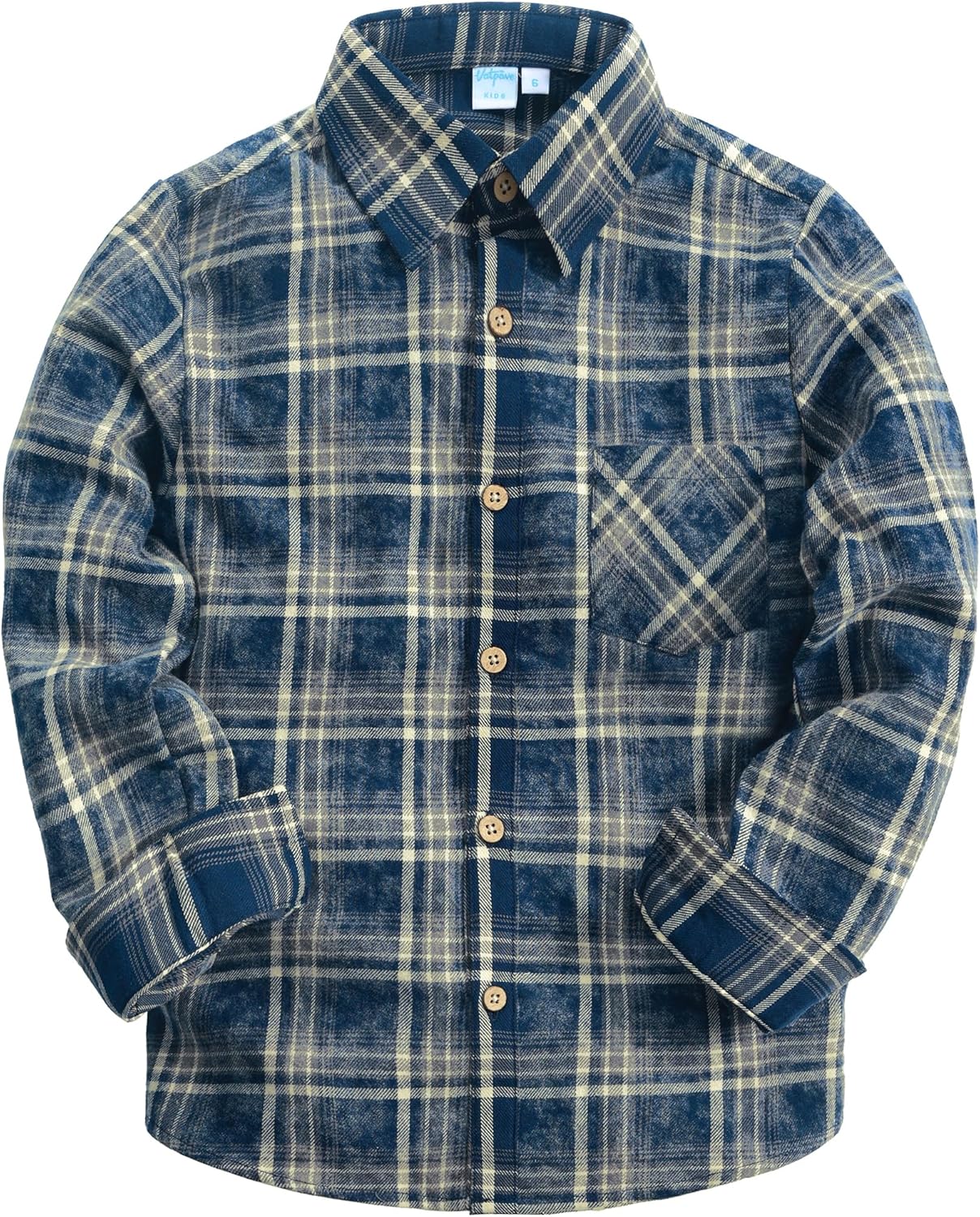 VATPAVE Boys Flannel Button Down Shirt Casual Long Sleeve Plaid Shirts 6-14 Years