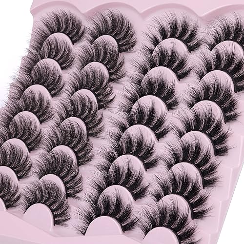 Miniatura 4 de Pestañas postizas de visón esponjosas de 0.51 pulgadas, pestañas postizas suaves dramáticas, paquete de 14 pares de pestañas