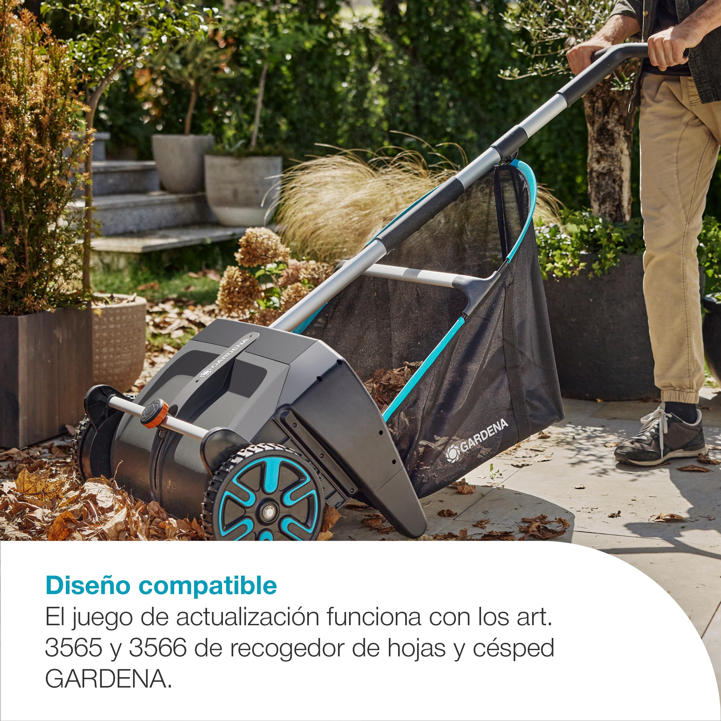 Gardena Retrofit Set Colector de Hojas para Terraza Asistente Jardín: Colección efectiva de Hojas en terrazas, Fácil Cambio de Pinceles, Accesorio de colector de Hojas (3568-20)
