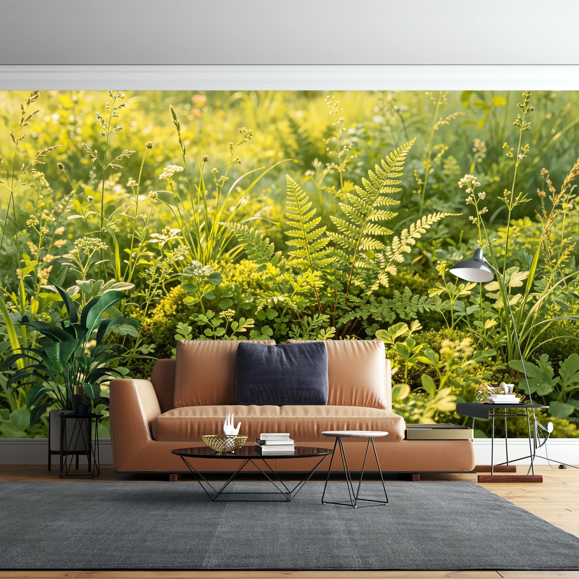 Peel And Stick Wall Mural, 3D Panoramic Green Meadow Landscape Wallpaper 250X200Cm(Wxh) Removable Self-Adhesive Large Nature Wall Mural For Bedroom Living Room Home Decor Green Meadow 250X200Cm(Wxh)