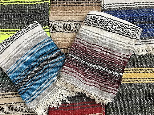 MEXIMART Manta de yoga tejida a mano auténtica falsa mexicana en varios colores aleatorios (6 x 4 pies)