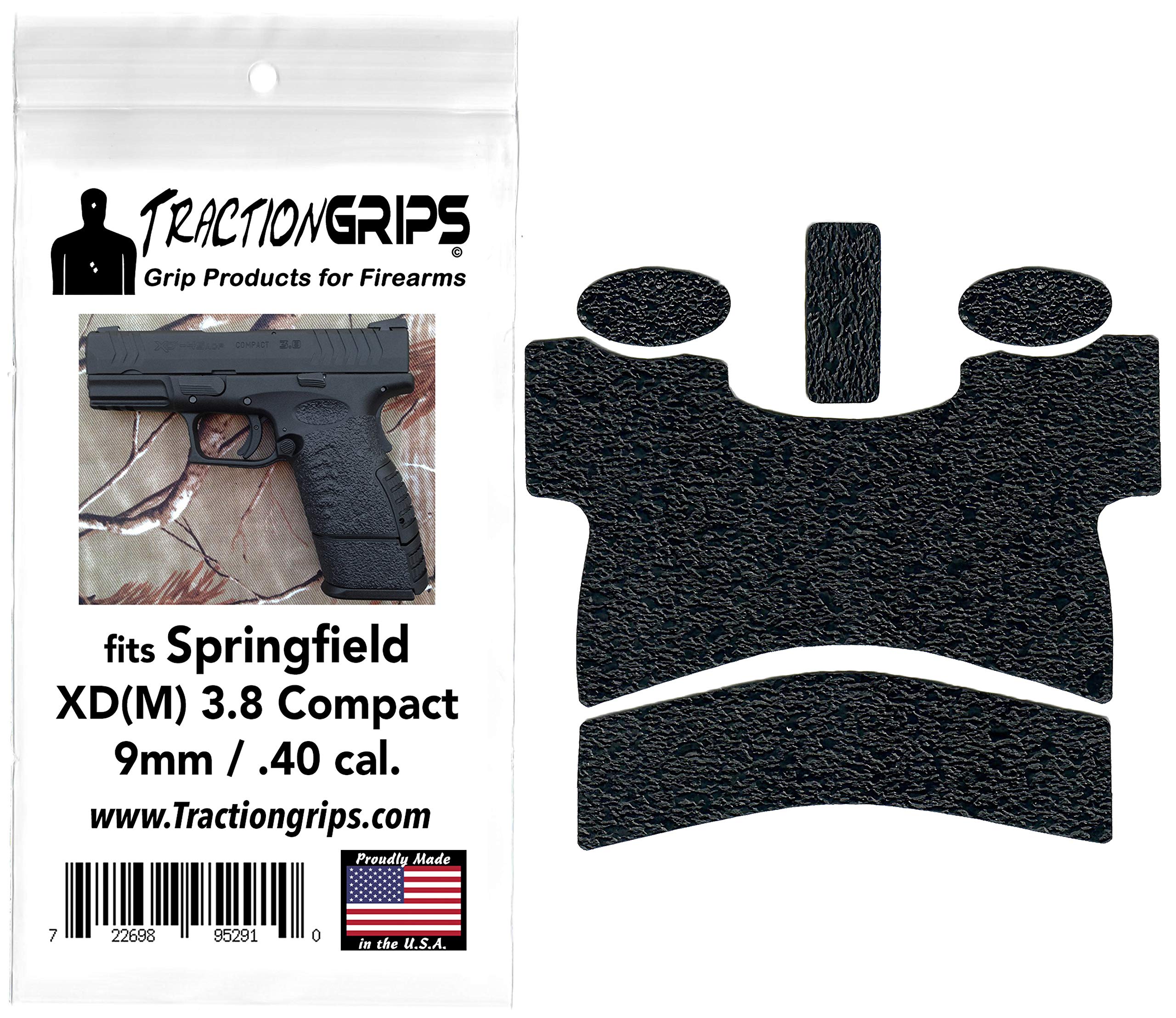 Rubber Grip Tape Overlay fits Springfield XDM 3.8 Compact 9mm.40 Cal