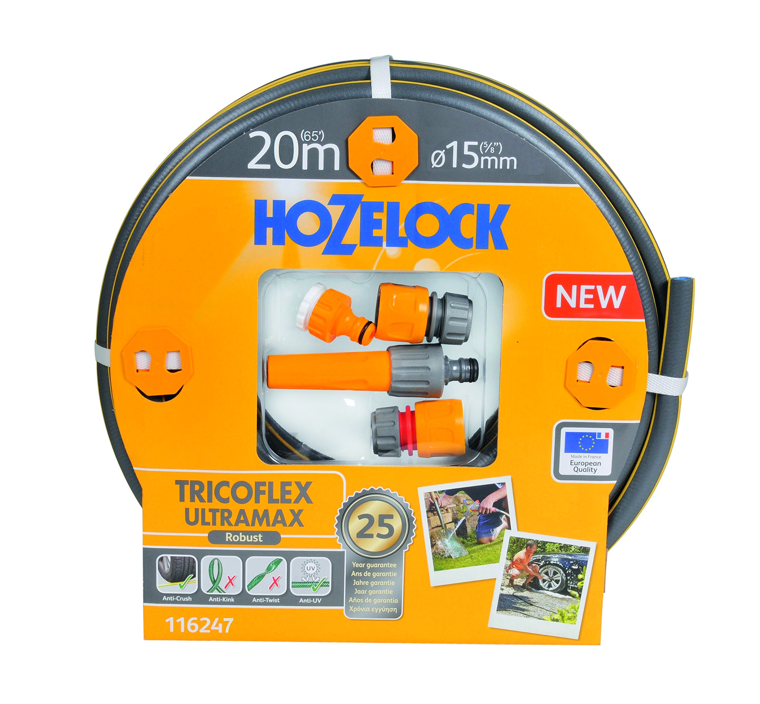 Hozelock Tricoflex Ultramax Starterset, 15 mm x 20 m, grau, 50 x 40 x 30 cm