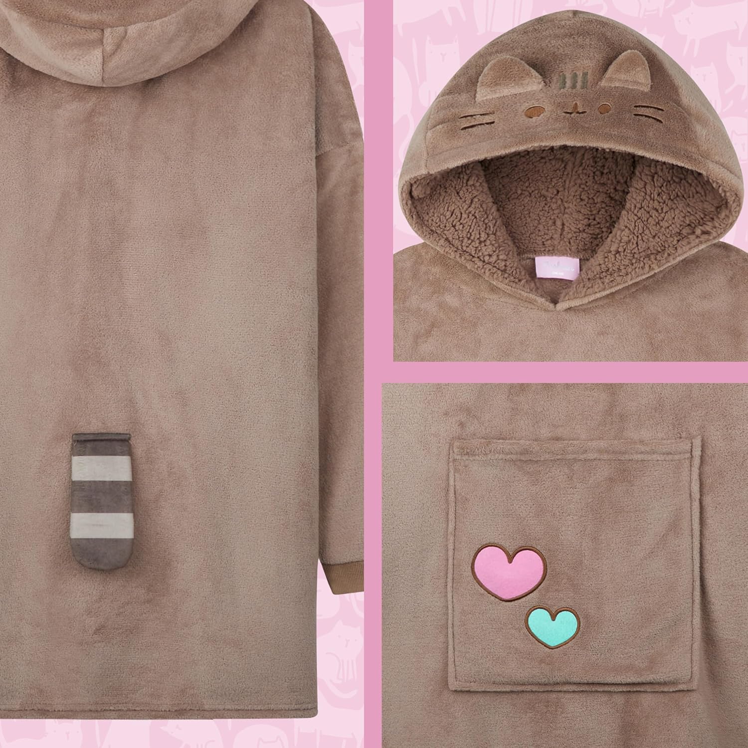 Get Trend Pusheen Wearable Blanket Hoodie for Girls, Teens, Oversized Hoodie Blanket, Fleece Loungewear, Cute Gifts for Girls
