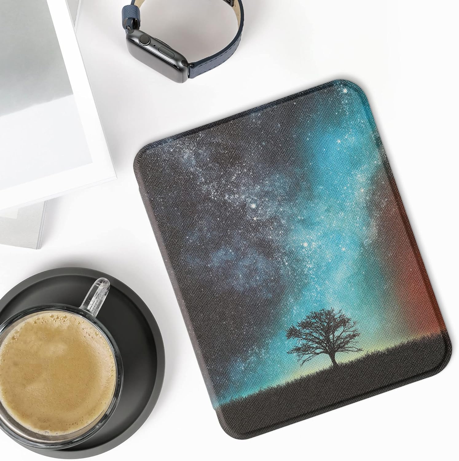 kwmobile Case Compatible with Barnes & Noble Nook Glowlight 4 / 4e Case - eReader Cover - Cosmic Nature Blue/Grey/Black