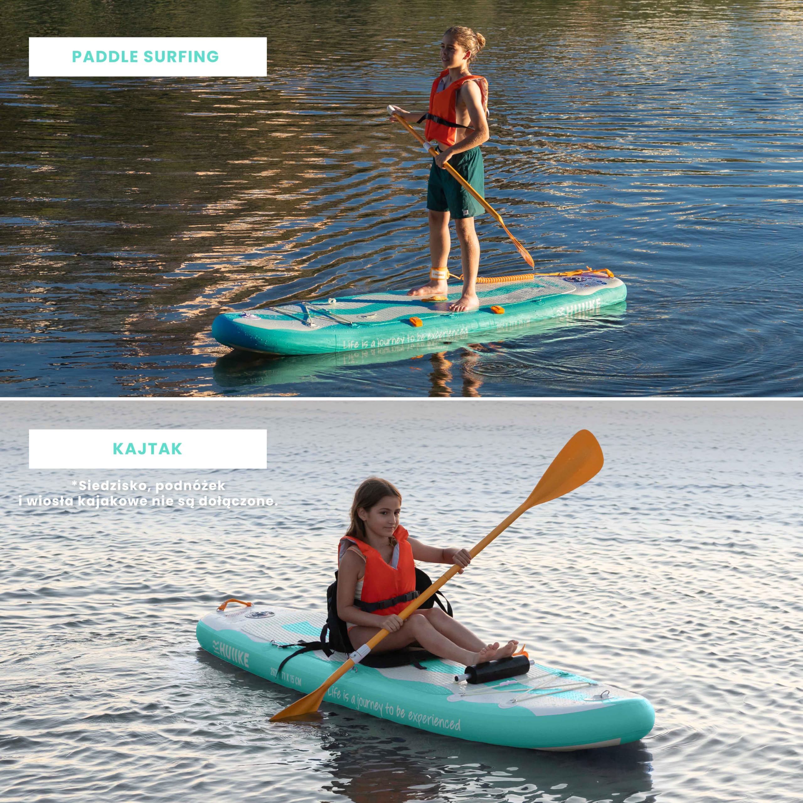 HUIIKE Deska Stand Up Paddle dla Dzieci 8’7” z Akcesoriami w Zestawie, Wiosłem, Pompką, Statecznikami, Leash i Plecakiem. Pompowana Deska SUP o Dużej Stabilności i Wytrzymałości. Udźwig do 80 kg