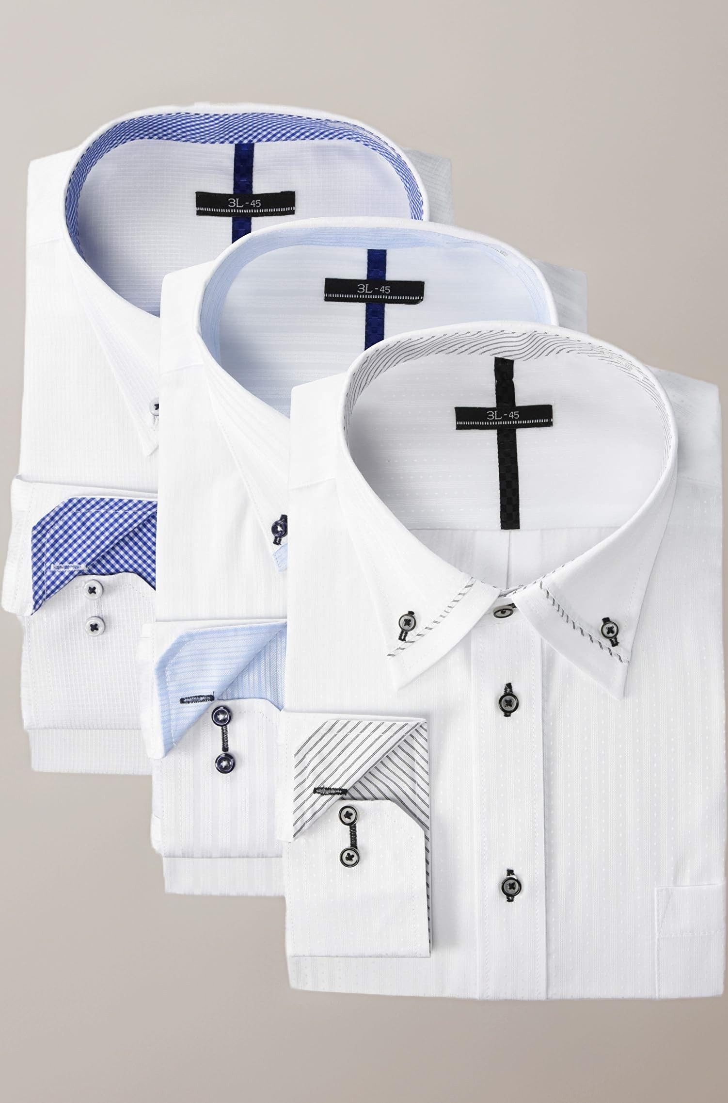Atelier San Rokgo Sun-ml-sbu-1109 Dress Shirt Set, Long Sleeve, 3-Piece Set, Wrinkle Resistant, Business Shirt, Long Sleeve, White Dobby Weave, Slim
