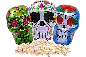 Colorful Sugar Skulls Day of the Dead Tin