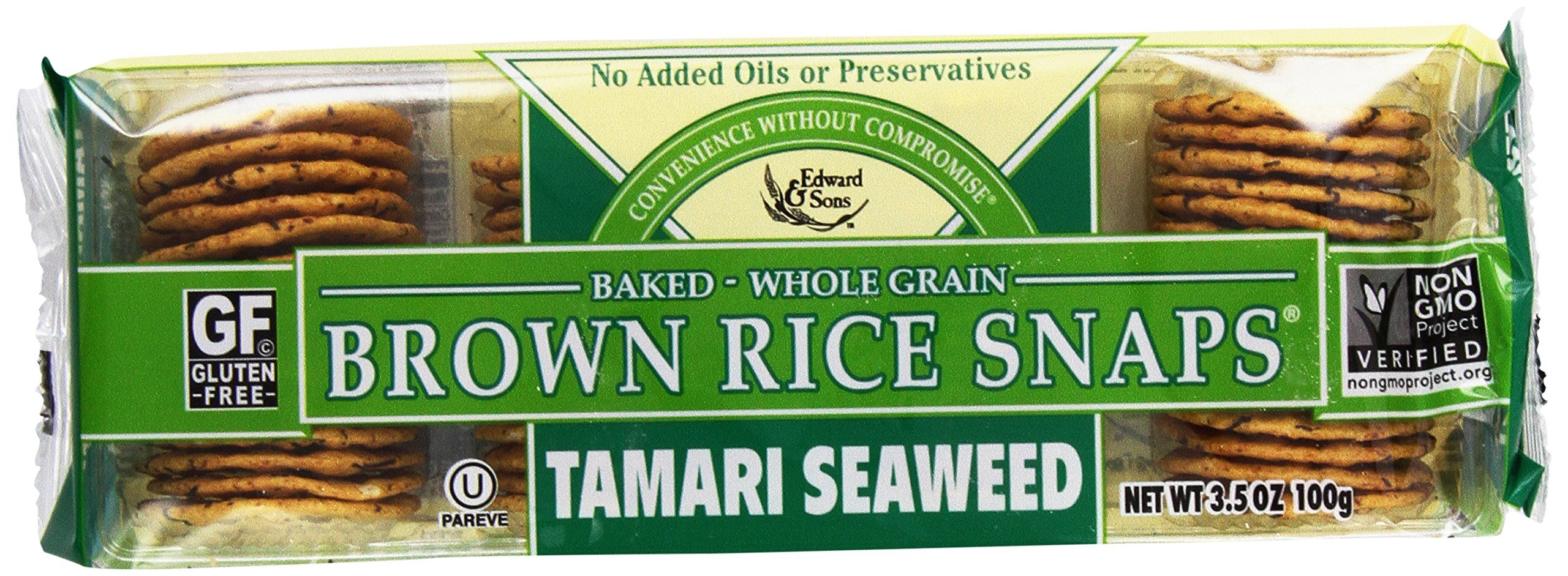 Brown Rice Snaps, Tamari Seaweed, 3.5-Ounce Packs (Pack of 12) ( Value Bulk Multi-pack)