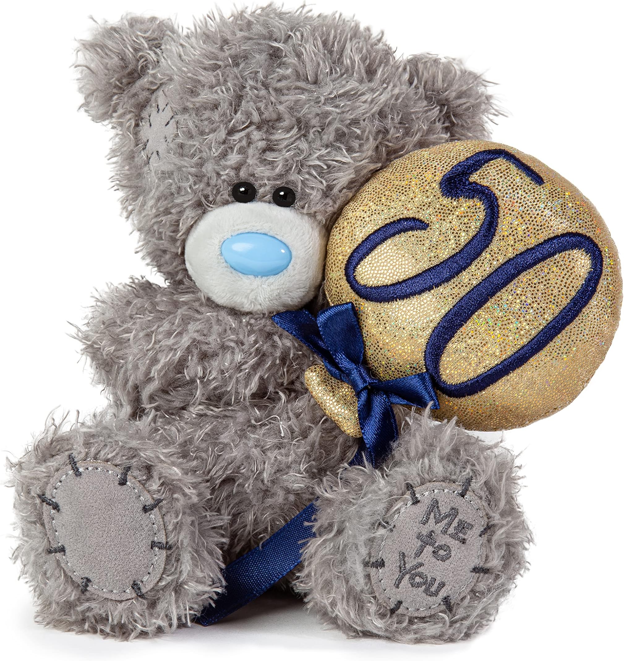 Me to You Tatty Teddy 50th Birthday Bear Holding a 50 Balloon - Official Collection, Grey