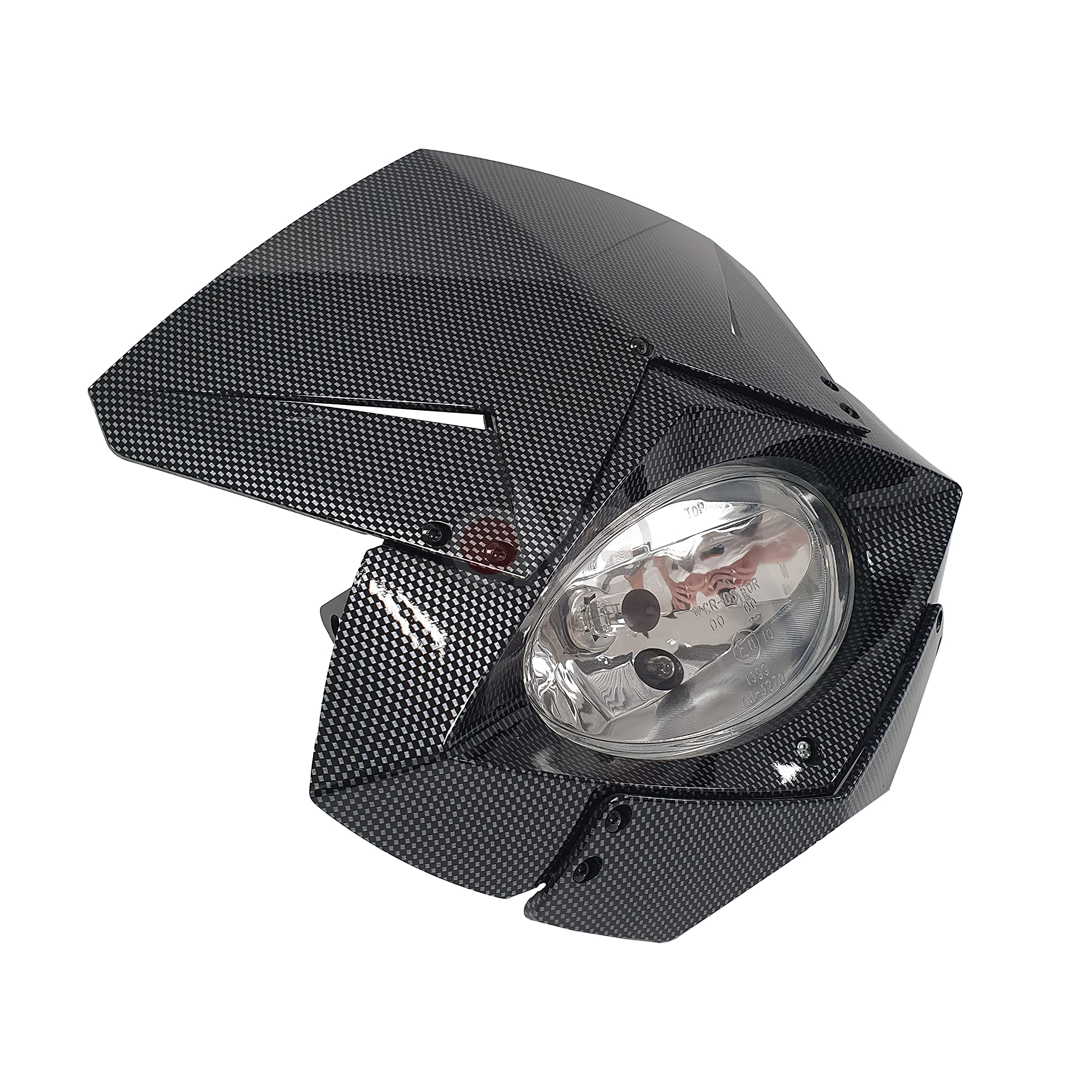 one BY CAMAMOTO MASCHERINA FARO per Moto da Enduro/Cross/Motard/Naked - Installazione Universale, Comprensivo di Lampadine e di Staffaggio e Fasce Elastiche