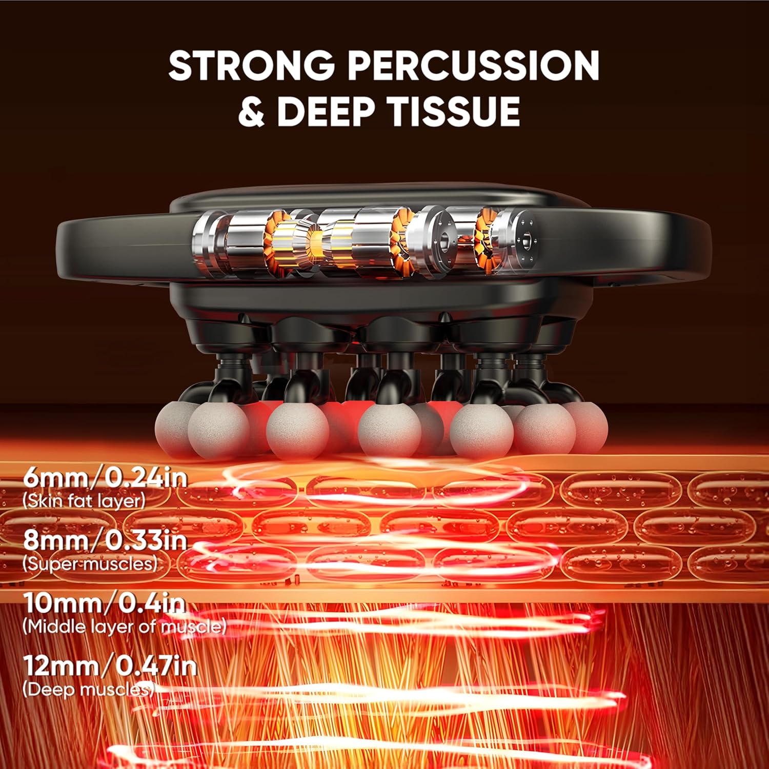 20-Head Massage Gun, Deep Tissue Percussion Massager with 30 Speeds & 3 Modes, 110lb Force, Ultra-Quiet 35dB, 3×2600mAh Battery, Type-C Fast Charging, 6H Use, Full Body Muscle Relaxation - Image 2