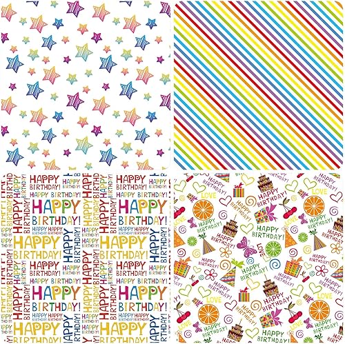 Vista 19 de PlandRichW Papel de regalo de unicornio plegado para niñas, mujeres, cumpleaños, 4, diseño de princesa, rosa, arcoíris, varita de hadas, diamante