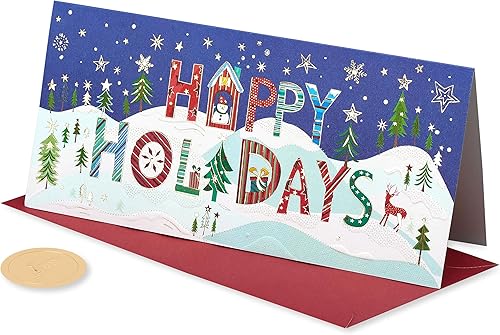 Miniatura 4 de Papyrus Tarjetas navideñas en caja con sobres, temporada festiva, escena nevada (16 unidades)