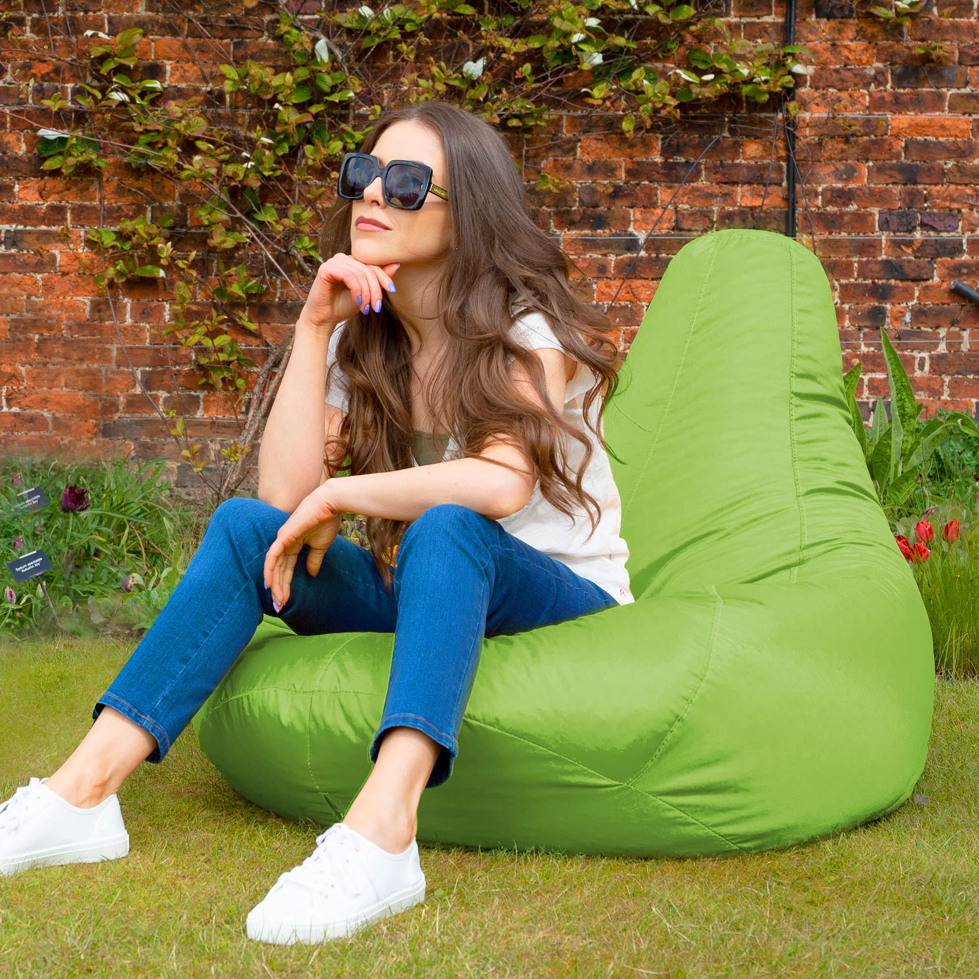 Bean Bag Bazaar Recliner Gaming Bean Bag Chair, Lime Green, Large