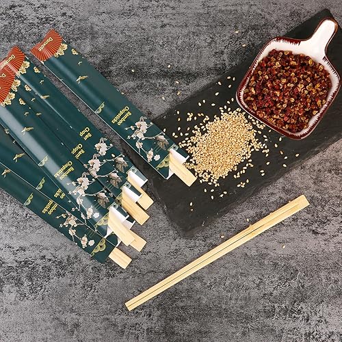 Miniatura 4 de Palillos desechables, palillos de bambú natural de 8.3 pulgadas, con mangas y separados, paquete de 50 pares