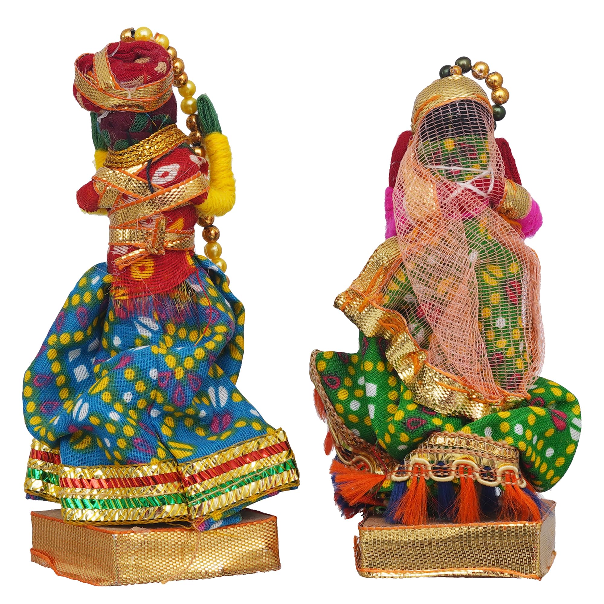 Webelkart Ręcznie robione wielokolorowe figurki dekoracyjne Rajasthani Dulha Dulhan do domu biura dekoracyjne figurki idol/prezent idol prezentacja (wielokolorowe) 12,7 cm