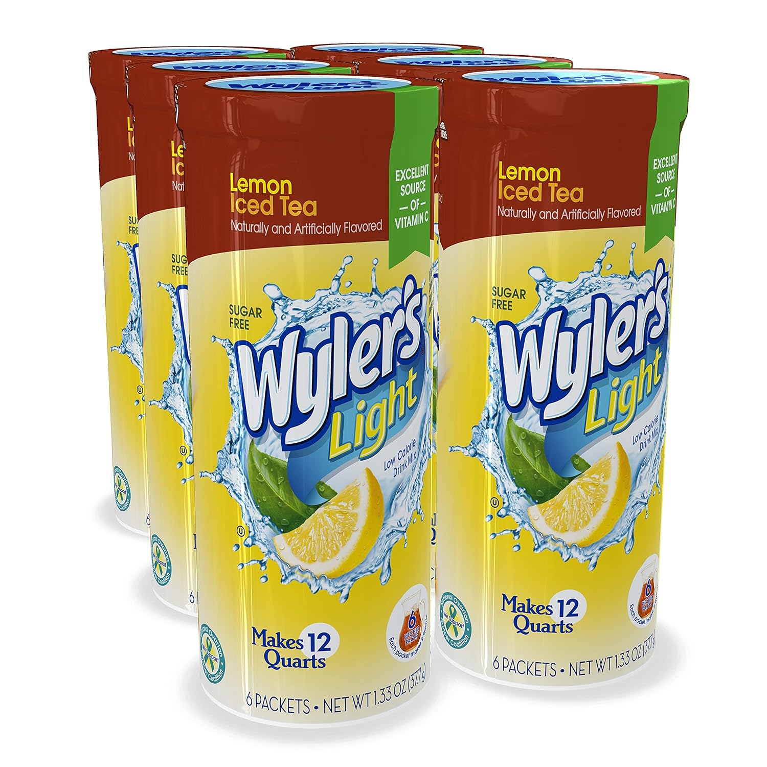 Wyler's Light Pitcher Packs (6 per canister), Lemon Iced Tea Drink Mix, includes 6