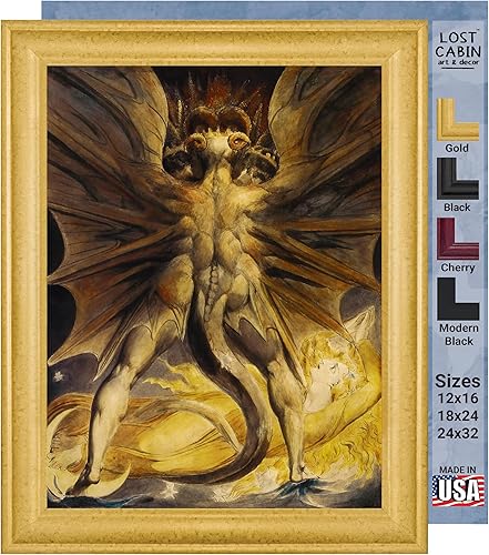 Miniatura 66 de Guillermo Blake Lost Cabin Nabucodonosor | Impresión en marco plano negro | Reproducción de pinturas de obras de arte finas | Póster decorativo