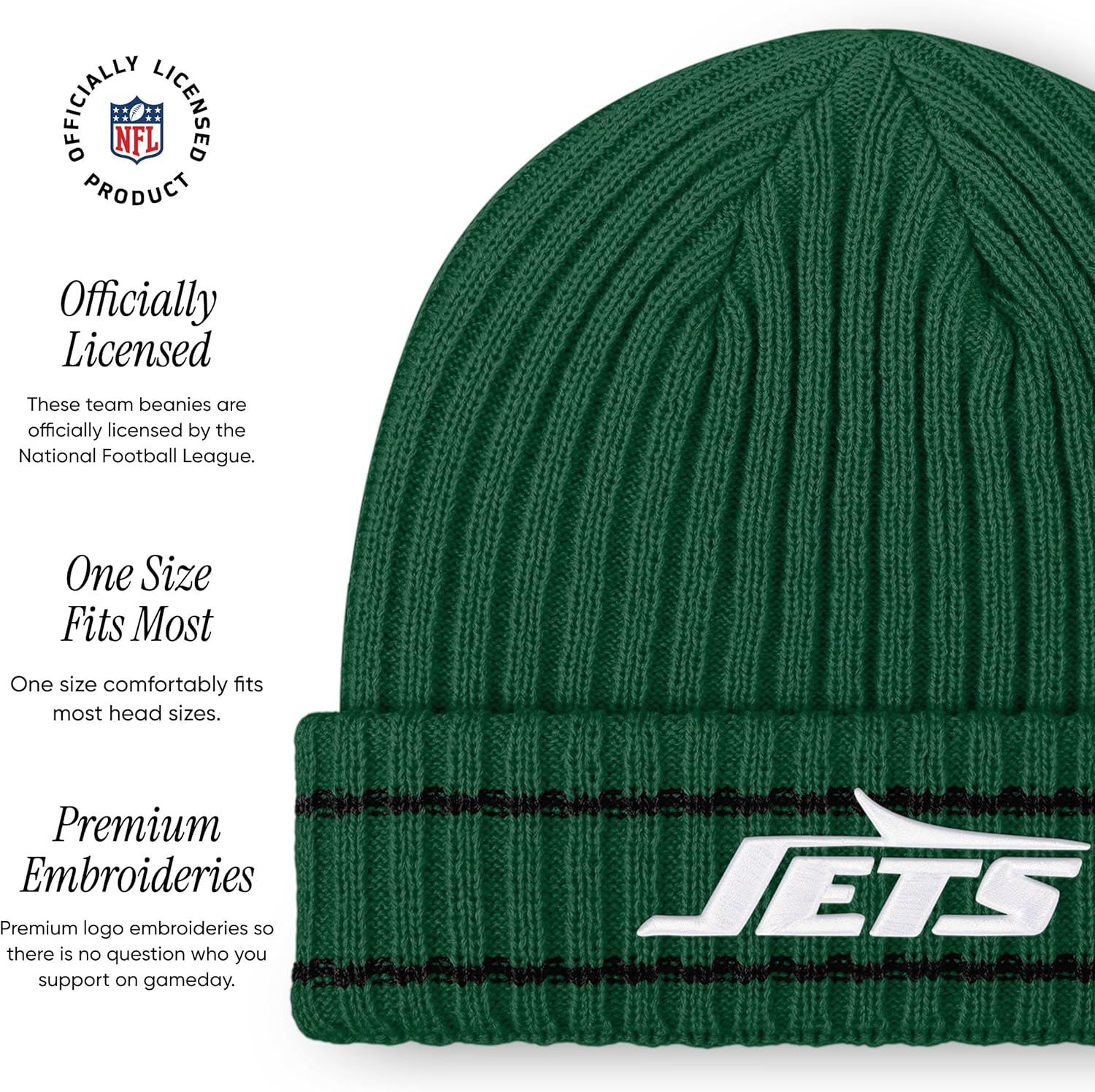 FOCO NFL Mens NFL Team Logo Ribbed Beanie Hat - Image 4