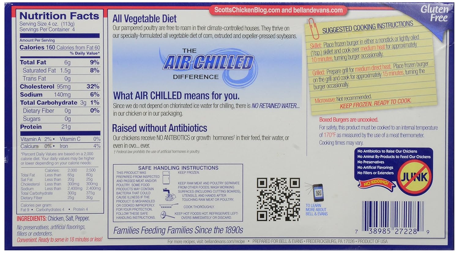 Bell Evans, Frozen Chicken Burger Patties (Raised without Antibiotics), 16 oz Bell Evans, Frozen Chicken Burger Patties (Raised without Antibiotics), 16 oz