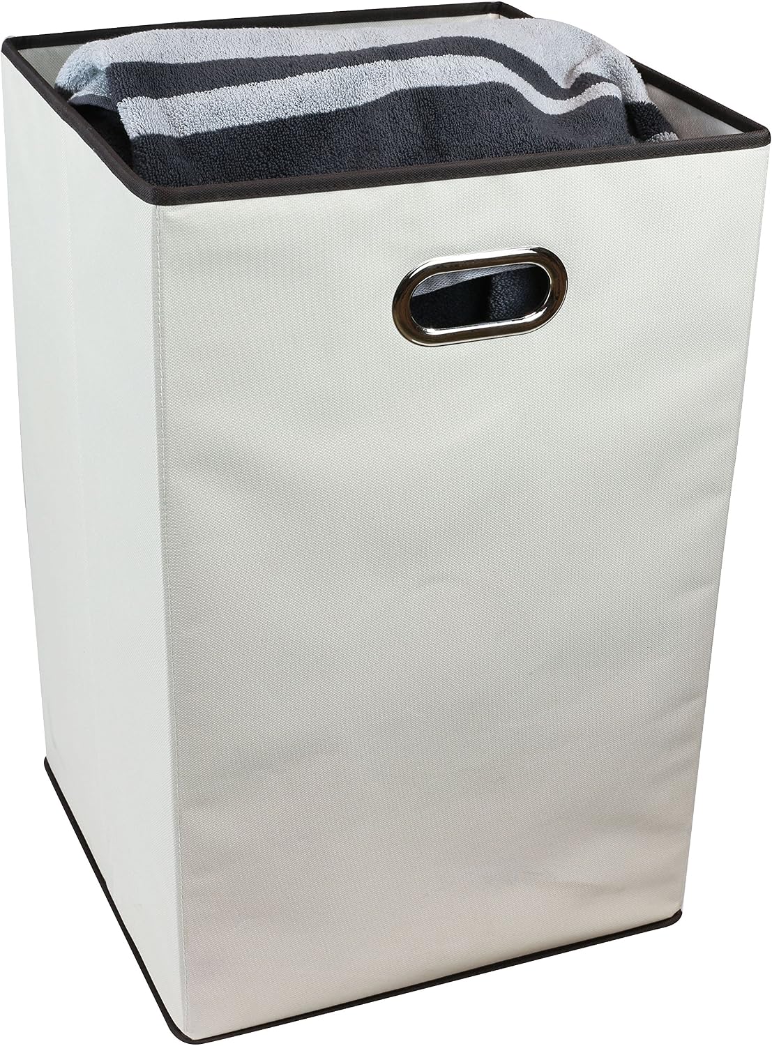 DecoBros Folding Laundry Clothes Hamper, 23-inch, Beige