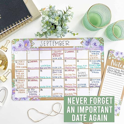 Miniatura 2 de Calendario magnético de borrado en seco para refrigerador, calendario magnético floral rústico para nevera, calendario magnético de borrado en seco